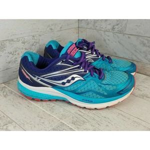 Saucony Ride 9 Everun Running Shoes Athletic Sneakers Teal/Purple Women's 7.5